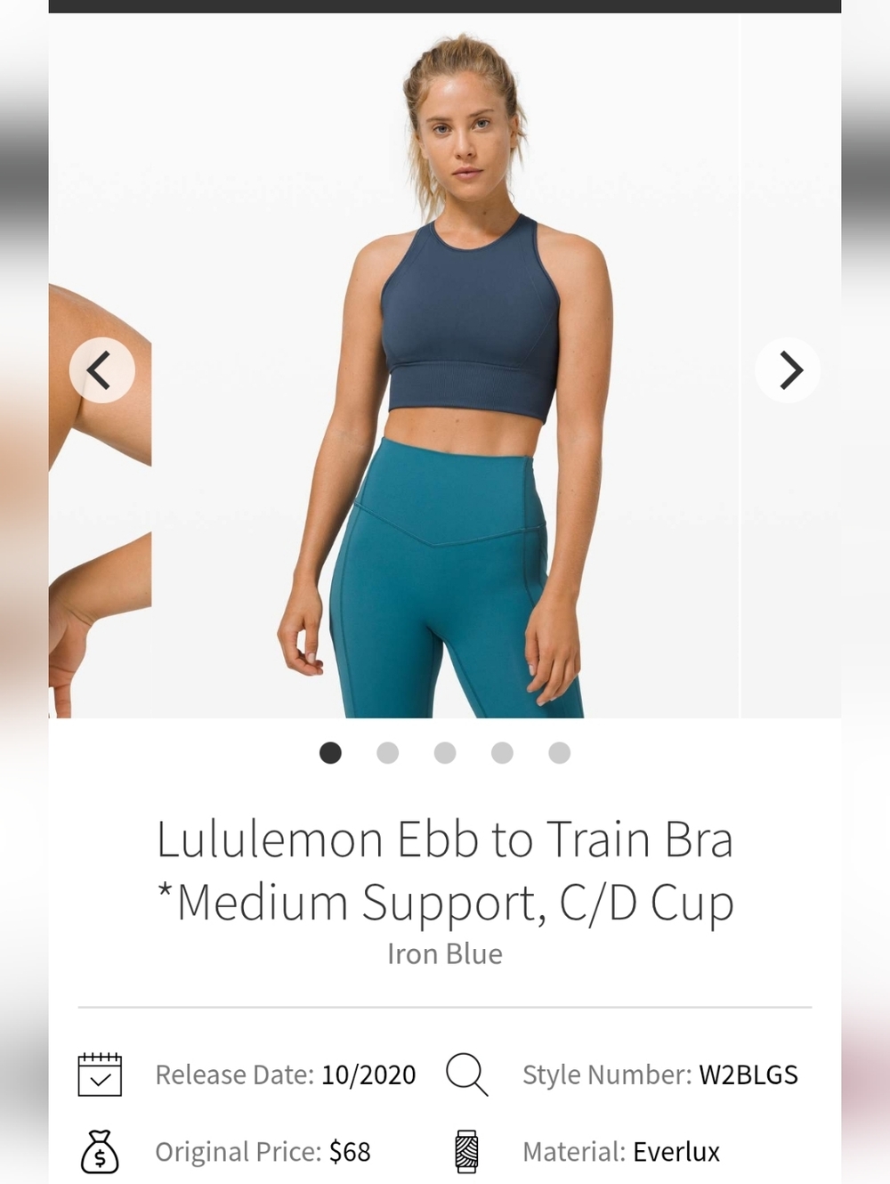 lululemon athletica Ebb to Train Bra in Iron Blue
